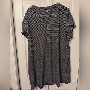 Women's Plus Size Slub Short Sleeve V Neck Above Knee T Shirt Dress